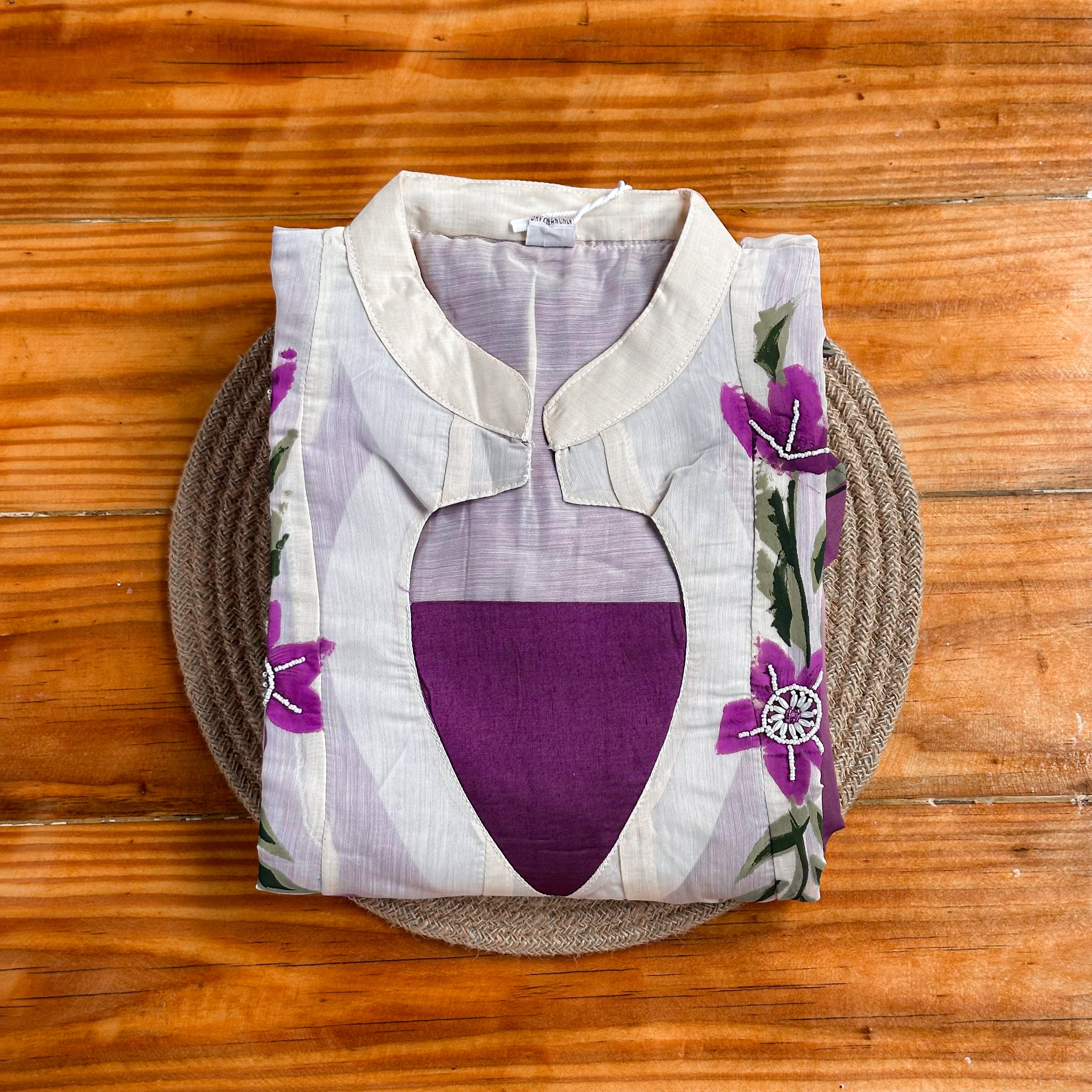 💜Violet Bloom Beaded Kurta💜