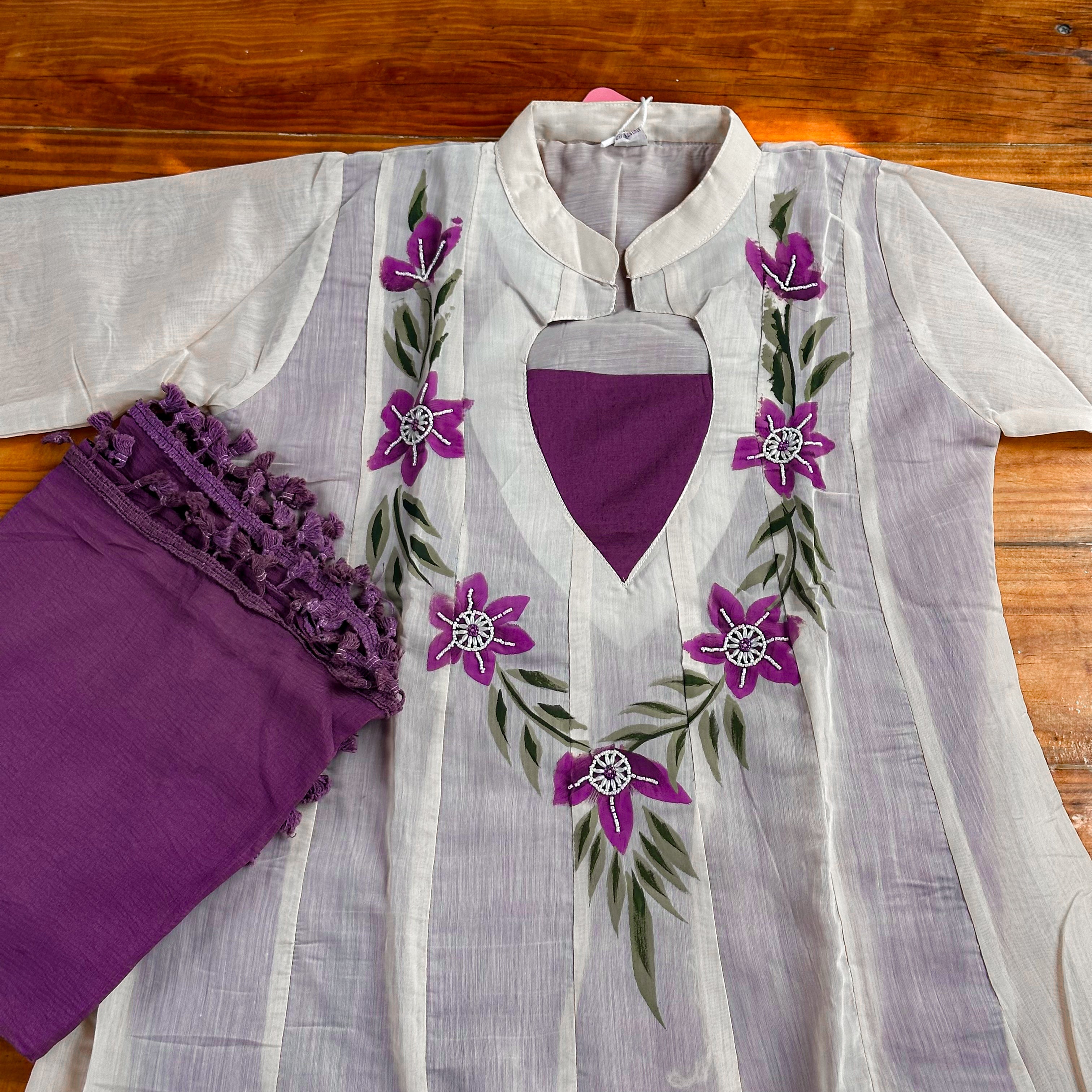 💜Violet Bloom Beaded Kurta💜
