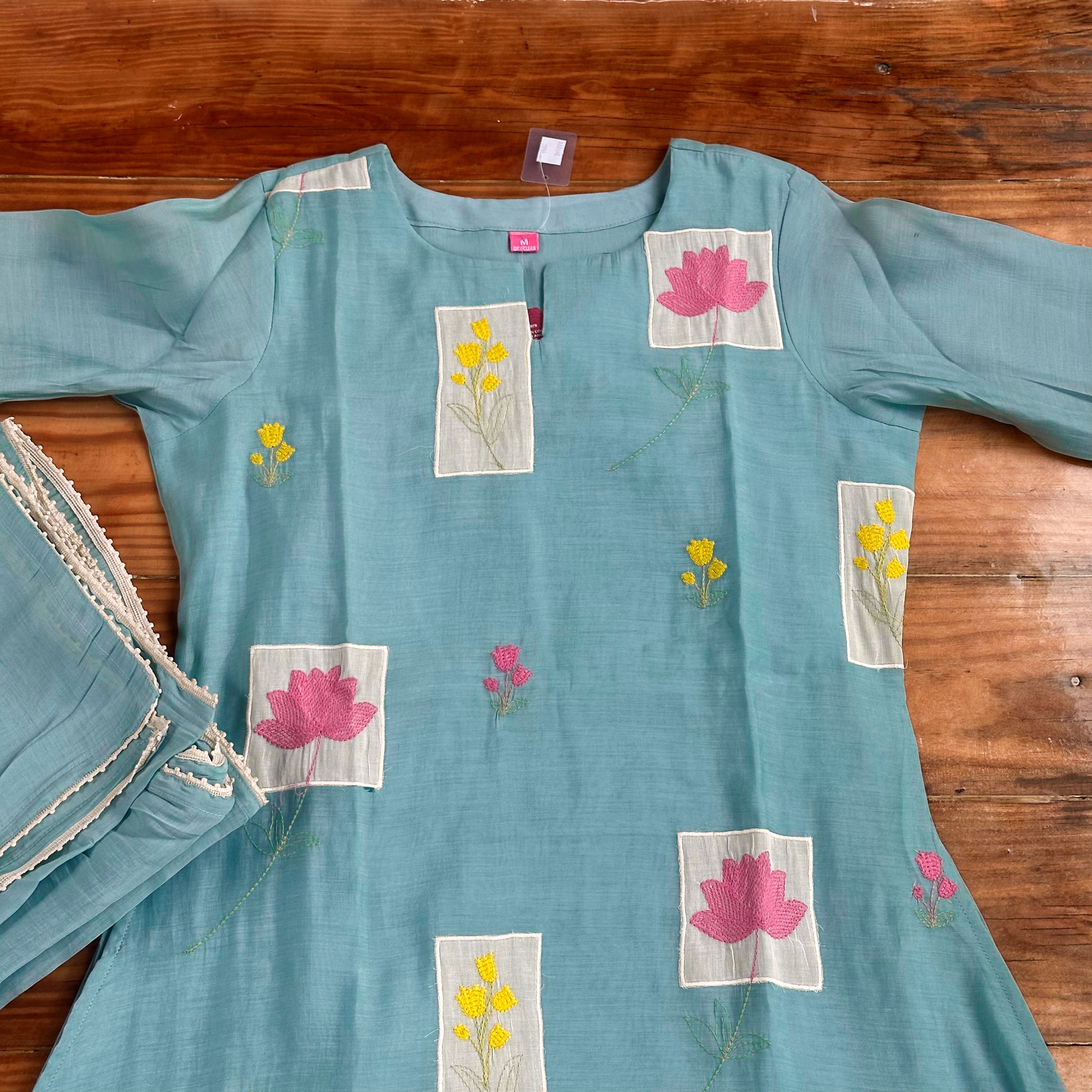 🩵Garden Bloom Embroidered Churidar Set🩵